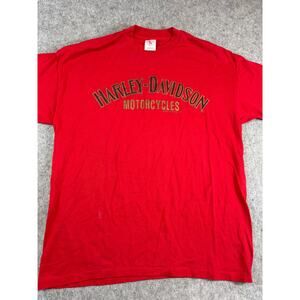 VINTAGE 80s Harley Davidson Shirt Mens Red Biker Motorcycle Single Stitch Tee XL